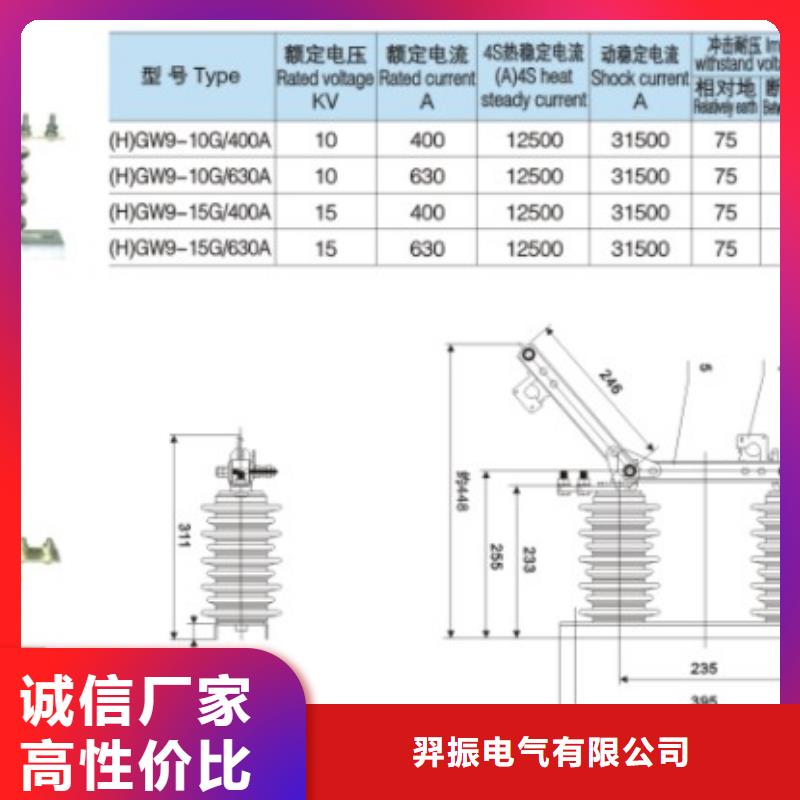 户外高压隔离开关HGW1-10/400A